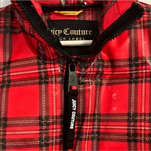 ⚡️SALE⚡️Juicy Couture Black Label Plaid Tartan Patent Puffer Jacket NWOT - Picture 16 of 17